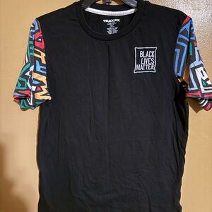 BLM Men's T-Shirt with Colorful Patterned Sleeves medium